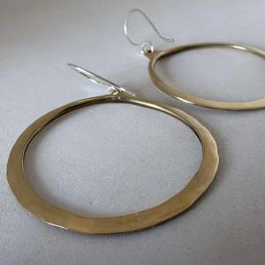 Lunar Eclipse Hoop Earrings in Golden Bronze with Sterling Silver Hooks