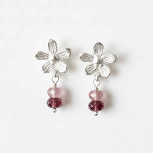 Earrings: Flora Drop Earrings with Pink Tourmaline – Sterling Silver