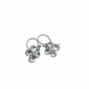 Hydrangea Flower Dangle Earrings in Sterling Silver