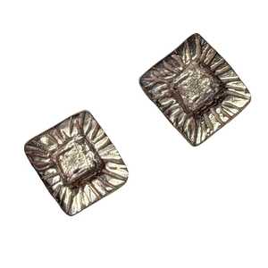 Earrings: Strata Rectangle Stud Earrings – Cast Bronze