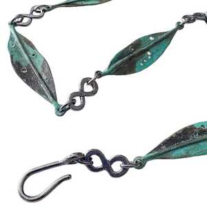 Necklaces: Pohutukawa Leaf Necklace - Bronze + Oxidised Sterling Silver