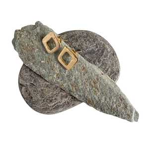 Best Sellers: Modernist Earrings No. 5a - Geometric Cutout Square Stud Earrings in 18ct Gold Plate