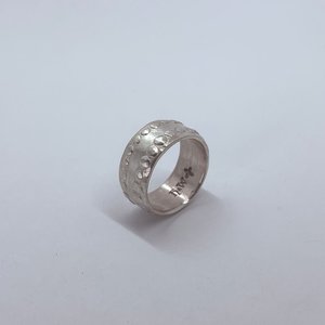 Best Sellers: Wide Textured Band in Sterling Silver - Fluid Ring - V3