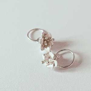 Freesia Flower Charm Hoop Earrings