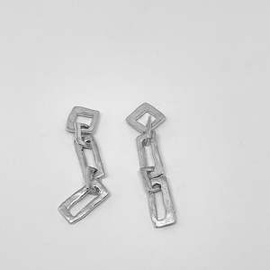 Dangle Earrings: Modernist Earrings No. 4 - Geometric Cutout Drop Earrings in Sterling Silver