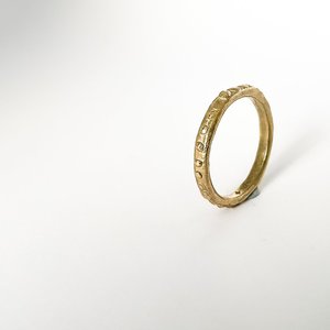 Stacking Rings: Fluid - 2mm Textured Ring Band - 9ct Yellow Gold