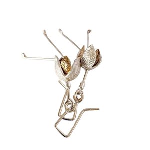 Bronze: Stylised Fuchsia Flower Pendant Earrings - CW2- Sterling Silver + Bronze