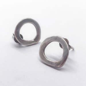 Abstract Single Circle Earrings in Sterling Silver