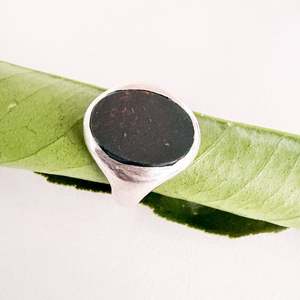 Rings: Bloodstone Signet Ring – Sterling Silver, Size T