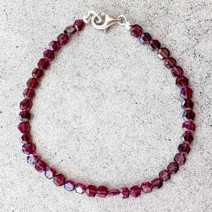 Faceted Garnet Beaded Bracelet