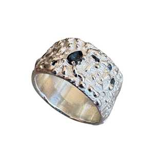 Rings: #23. Sapphire Flow Wide Band Ring — Edition of One