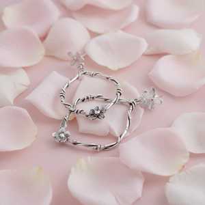 Interwoven Flora Statement Hoop Earrings – Sterling Silver Teardrop Hoops