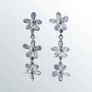 Flora Trailing Flower Earrings – Sterling Silver Botanical Drop Earrings