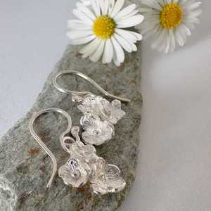 Botanical Flower Dangle Earrings – Sterling Silver