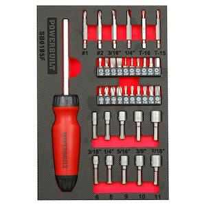 Tool Tray: Powerbuilt 38Pc Gearless Driver Bits Tray