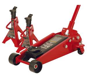 Trolley Jack: 3.3 Ton / 3000kg Garage Jack + Jack Stands Combo