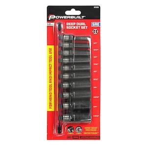 Powerbuilt 3/8Dr 10Pc Imperial Deep Dual Impact Socket Set