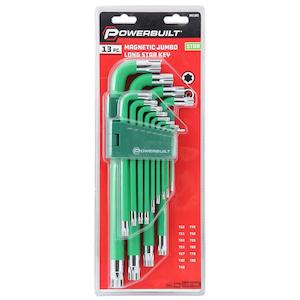 Powerbuilt 13Pc Star Torx Key Jumbo Long Ball End Magnetic Wrench Set