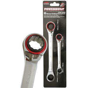 Wrench Set: Powerbuilt 2Pc 4In1 Metric Gear Spanner Set