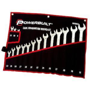 Wrench Set: Powerbuilt 16Pc Metric R&OE Fully Polished Spanner Set