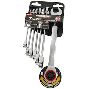 Wrench Set: Powerbuilt 7Pc Metric Reversible Gear Spanner Set