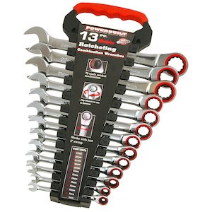 Wrench Set: POWERBUILT 13Pc Metric Reversible Gear Spanner Set