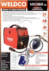 WELDCO MIG160CB Inverter MIG/ARC Welder - COMBO