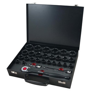 POWERBUILT 1/2" Dr 30pc 6pt Metric Std Dual Impact Socket Set