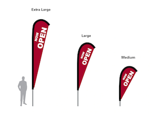 Open Teardrop Flag Kit Double Sided Commercial Grade - 3 Sizes - Hercules Instant Shelter