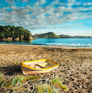 Prints: Summer Sunrise, Cooks Beach - Framed