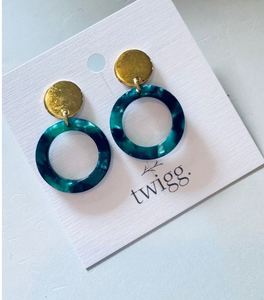 Emerald Hoop Stud Earings