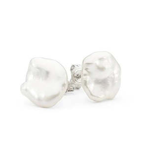 Ikecho Sterling Silver Keshi Pearl Pebble Studs