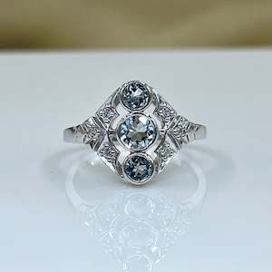 Rings: Sterling Silver Blue Topaz & Cubic Zirconia Ring