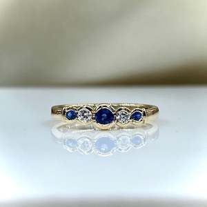 Rings: 9ct Yellow Gold Ceylon Sapphire & Diamond Ring