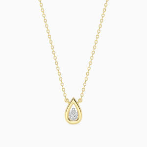 Necklaces & Pendants: 9ct Yellow Gold Lab Grown Diamond Teardrop Necklace