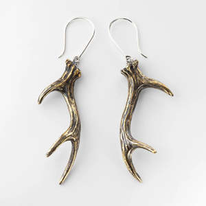 Nick Von K Brass Stag Antler Earrings