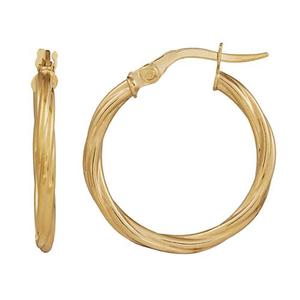 9ct Yellow Gold Twist Tube Hoop Earrings