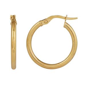 9ct Yellow Gold Plain Tube Hoop Earrings
