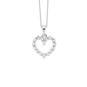 Gifts Under 100: Sterling Silver Open Heart Necklace with Cubic Zirconia