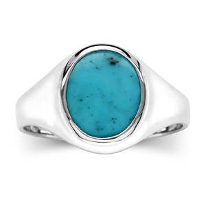 Sterling Silver Signet Ring with Turquoise