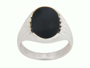 Mens Jewellery: Sterling Silver Black Onyx Dress Ring