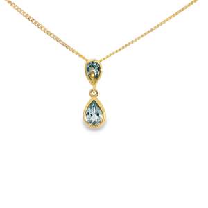 9ct Yellow Gold Blue Topaz Necklace