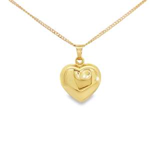 Gifts Under 500: 9ct Yellow Gold Puff Heart Necklace