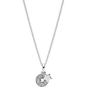 Jewellery Cubic Zirconia: Pandora Sterling Silver Celebration Stars Necklace
