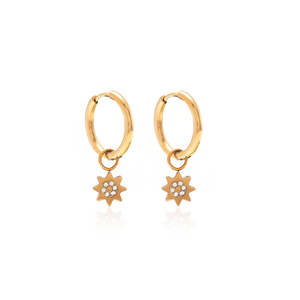 Jewellery Cubic Zirconia: Silk & Steel Nova / Hoop Earrings / CZ + Gold