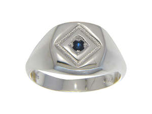 Jewellery Sapphire: Sterling Silver Sapphire Signet Ring