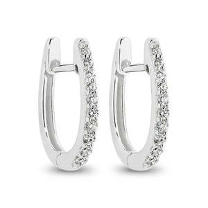 9K White Gold Diamond Set Huggie Earrings