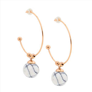 Discountable Items: Howlite Steel Fine Hoop Earring