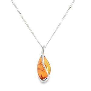 Sterling Silver Natural Baltic Amber Necklace
