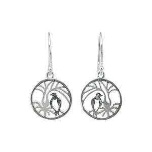 Gifts Under 100: Sterling Silver NZ Kereru & Nikau Palm Earrings